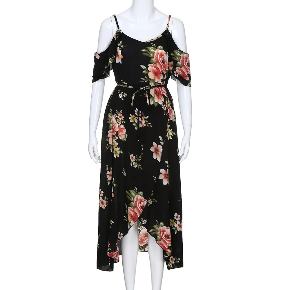 Sukienki vestidos ropa mujer, женское платье большого размера, повседневное, короткий рукав, с открытыми плечами, бохо, цветочный принт, длинное зимнее платье, Халат