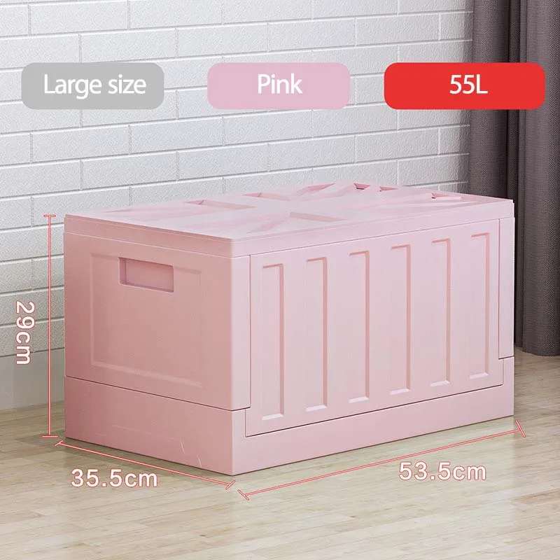 Складная коробка для хранения, прочная полипропиленовая Органайзер, цветная домашняя корзина, розовая синяя складная пластиковая ёмкость для дома и автомобиля - Цвет: L-Pink