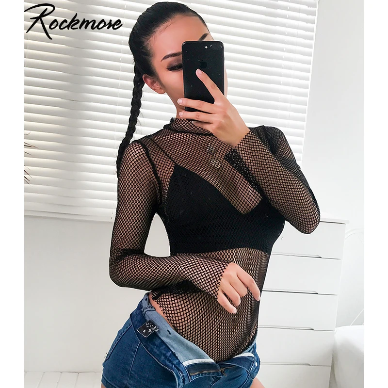 Rockmore Mesh Sexy See Through Bodysuits Women Fishnet Transparent Body Femme Long Sleeve Bodysuit Top Playsuit Nightclub Bodies Rockmore Mesh Sexy See Through Bodysuits Women Fishnet Transparent Body Femme Long Sleeve Bodysuit Top Playsuit Nightclub Bodies