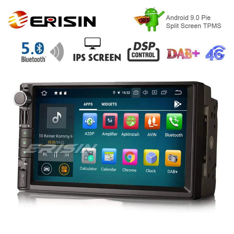 Erisin ES8049U " DAB+ ips экран DSP Android 9,0 Автомобильный gps WiFi Bluetooth 5,0 навигация RDS 4G
