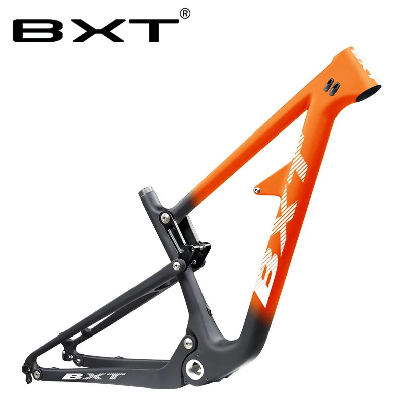 half orange Полный комплект велосипедной подвески рама 29er BSA; углерод, волокно, рама для горного велосипеда, для путешествий, MTB, велосипедная Рама 148*12 мм, 150 мм - Цвет: half orange