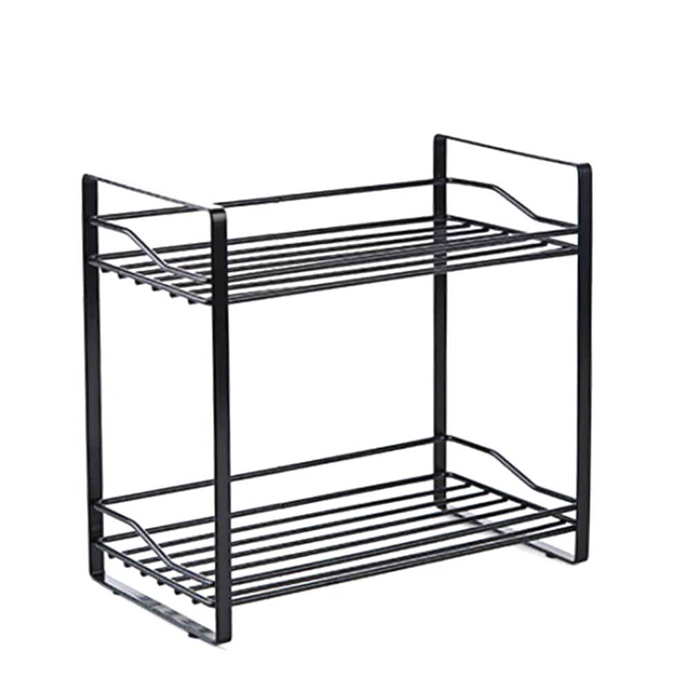 Экономия пространства, железный арт, Портативный прочный кухонный стенд для хранения, приправа, бутылка для специй, полка, органайзер, 2 уровня, столешница