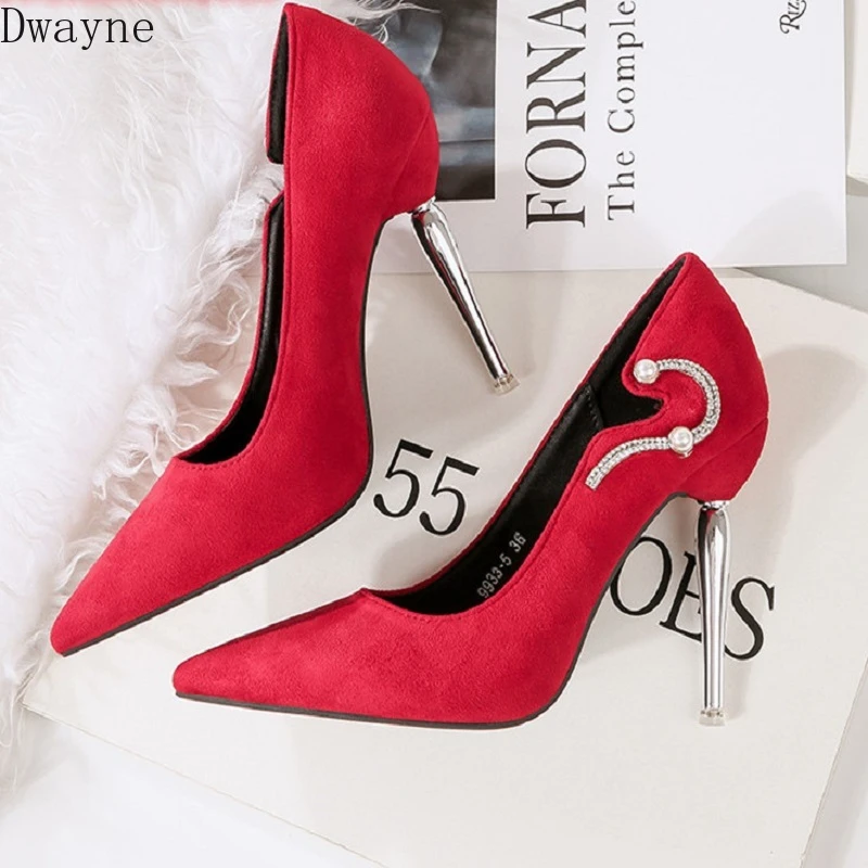 Primavera 2019 nuevos zapatos de boda rojos altos de mujer finos con zapatos de moda de boca baja de Punta salvaje|Zapatos de tacón de mujer| - AliExpress
