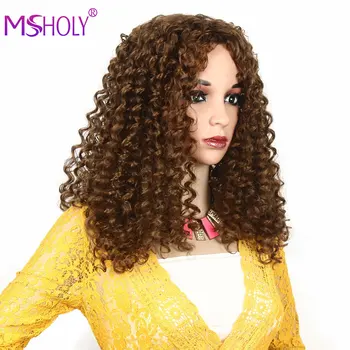 

Afro Kinky Curly Wig Short Synthetic Hair Wigs for Back Women Brown Blonde Wig Natural Afro High Temperature Hair Msholy Hair