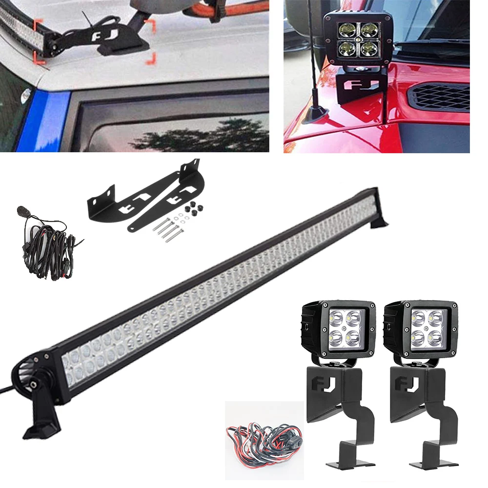 

For Toyota Fj Cruiser 2007-2016 52" 150W LED Work Light Bar With Roof Upper Mount Brackets 16W LED Front Cowl Light Kit