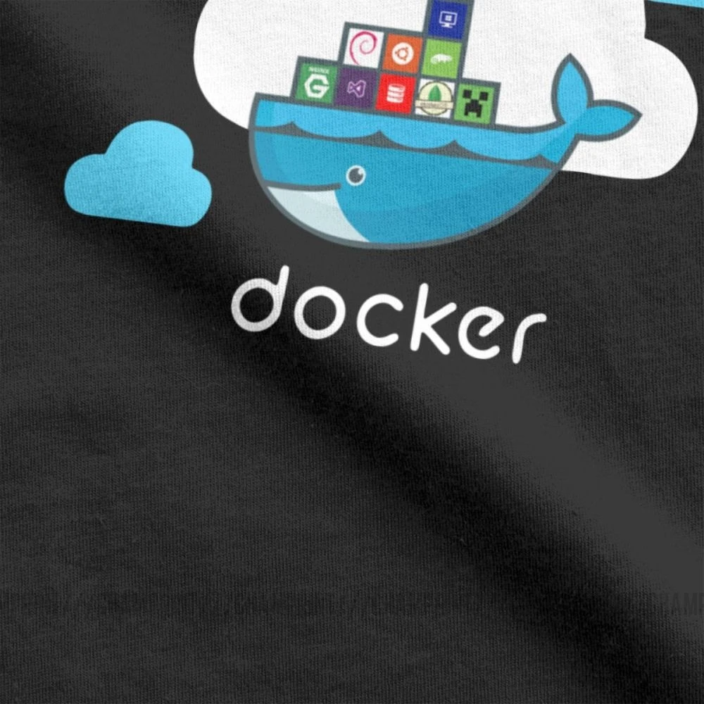 Мужские футболки Docker On Azure, одежда из чистого хлопка, крутые футболки с коротким рукавом и круглым воротником размера плюс