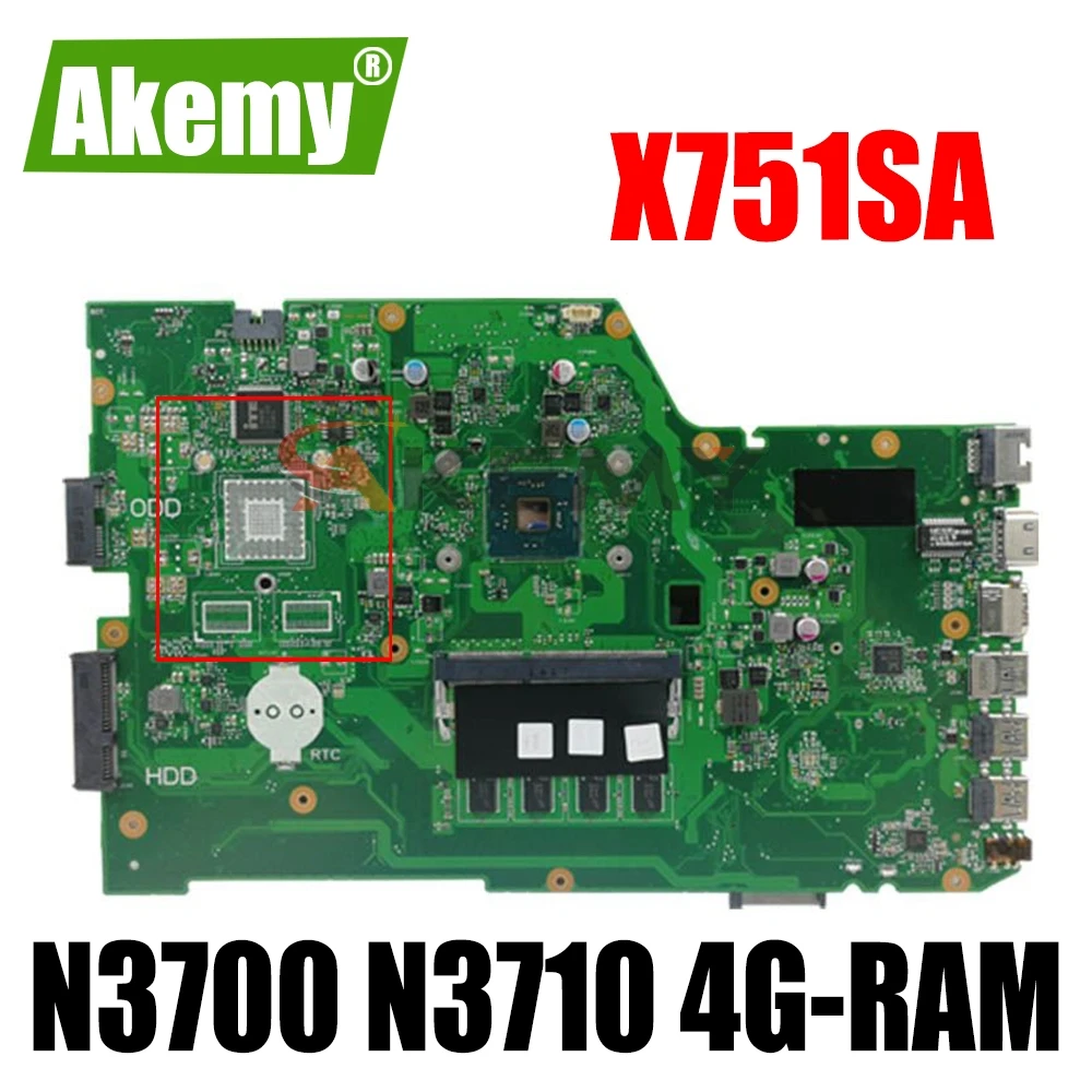 Материнская плата Akemy X751SA для ноутбука ASUS X751S REV.2.0 материнская N3700 N3710 4 ядра DDR3 4G-RAM |