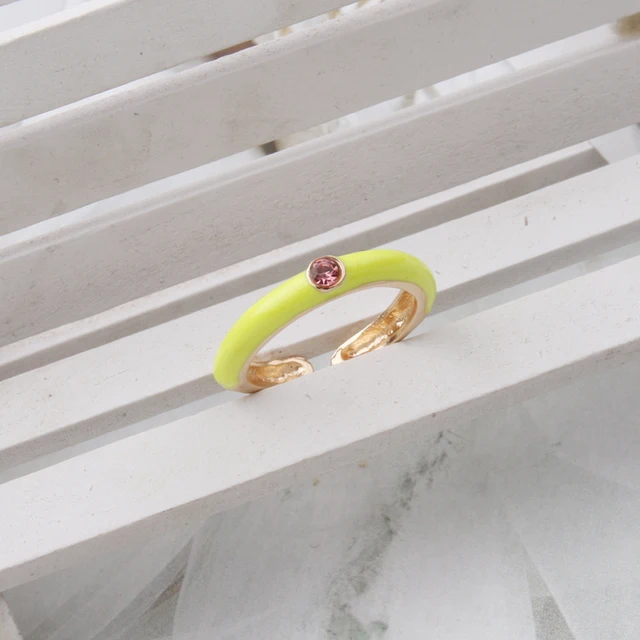 NeeFuWoFu Y2K Multicolor Enamel Dripping Oil Open Ring For Women, Adjustable  Gold Plated Chunky Finger Rings Party Jewelry Royal Blue