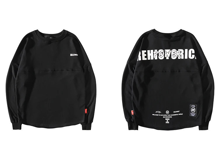 Харадзюку Толстовка пуловер хип хоп Уличная негабаритная мужская толстовка с капюшоном достаринный принт Длинная толстовка осень - Цвет: Черный