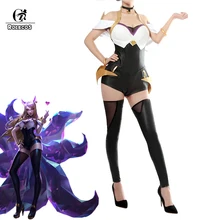 ROLECOS Game LOL K/DA Ahri disfraz de Cosplay LOL KDA Cosplay disfraz de cuero uniforme Sexy traje para mujer mono(China)
