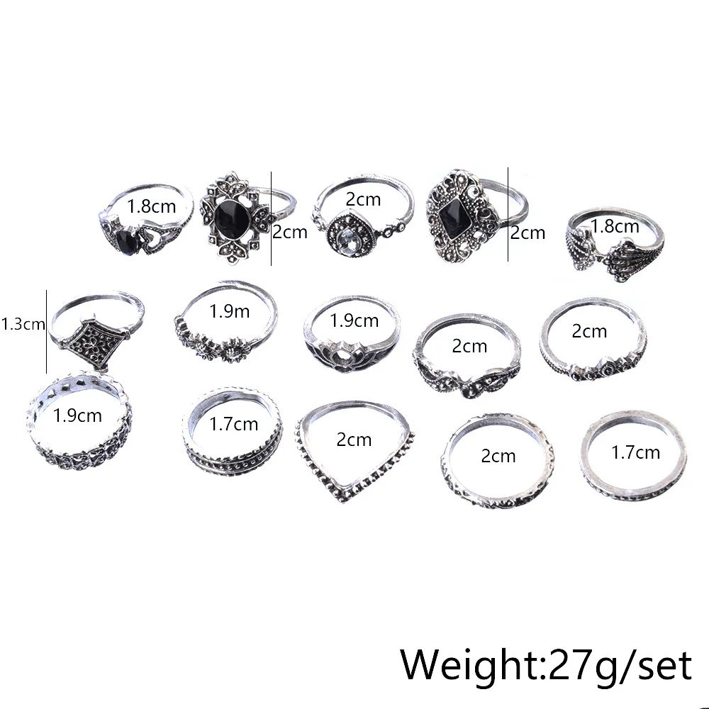Цинковый сплав 15 шт Ретро Античная подсолнечника кольца комплект ювелирных