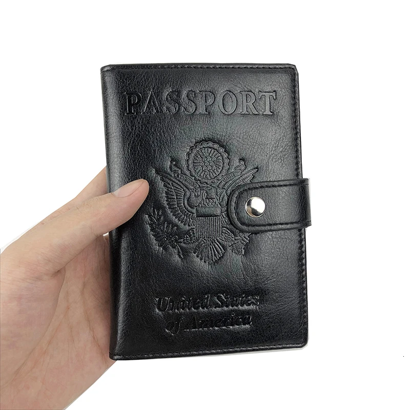Обложка для паспорта чехол RFID Блокировка дорожный кошелек 736-50 Премиум из искусственной кожи Прямая поставка - Цвет: black