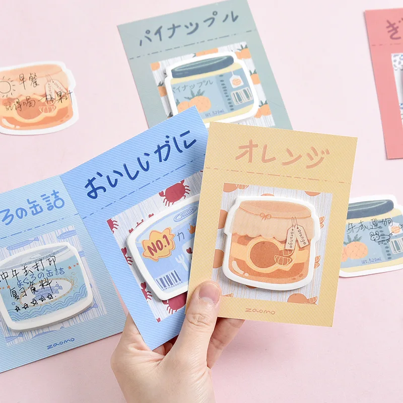 

Cartoon Canned Food Can Be Pasted Sticky Notes Student Notepad Study Note Plan Paper Office Tearable Decorative Message Paper