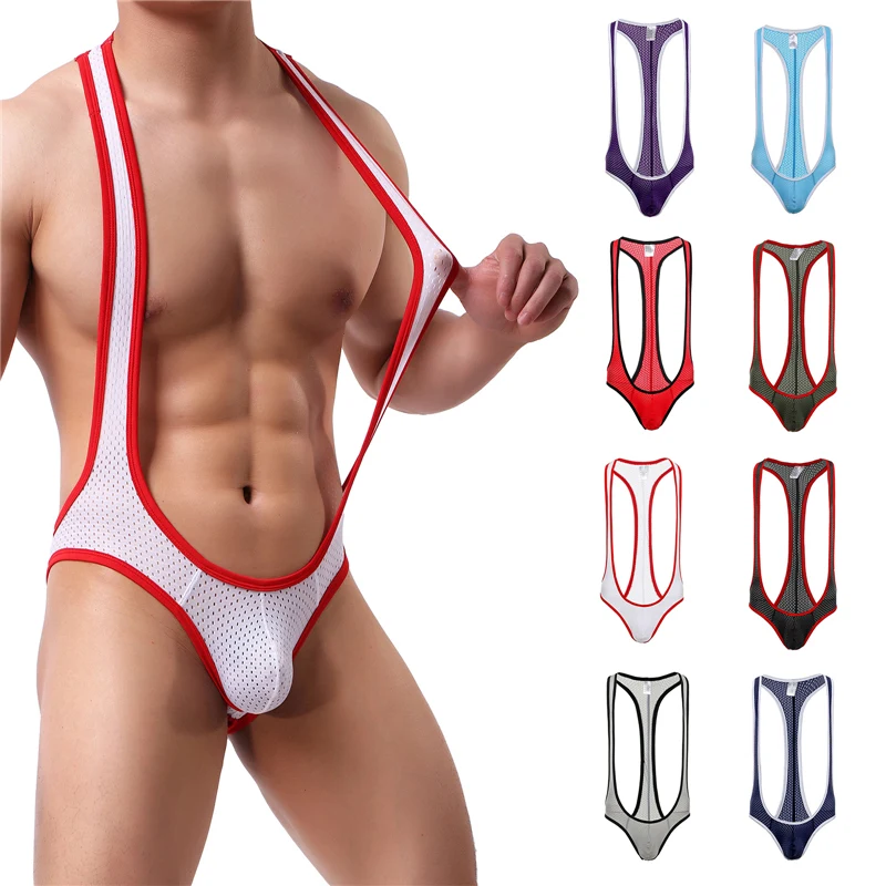 Men Sexy Lingerie Bodysuit Split Temptation Hollow Decoration Color Block Summer Clothing Hole In The Back Summer Clothing men underwear sexy lingerie