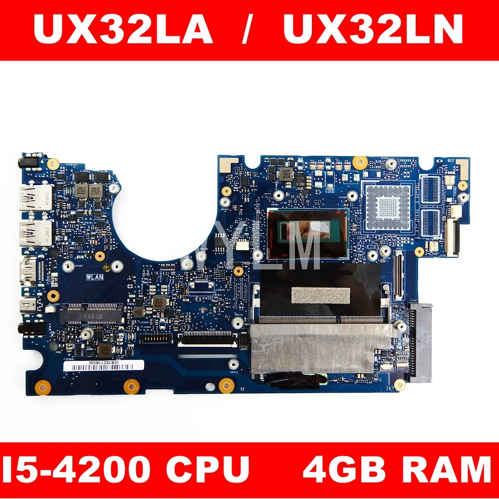 UX32LA i5-4200 Процессор 4 Гб Оперативная память Материнская плата Asus UX32L UX32LN UX32LA UX32 REV2.0 материнская плата для ноутбука протестированная