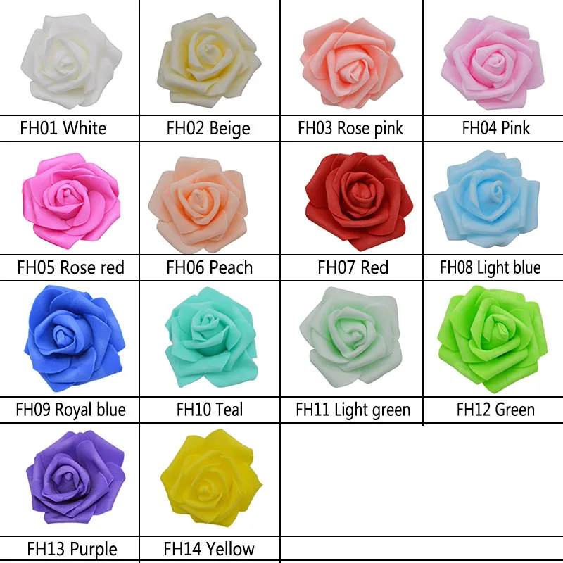 6cm Wedding Roses Foam Artificial Rose Flowers Head Wreath Decorative Flowers DIY Scrapbooking Craft Home Supplies 20/50pcs