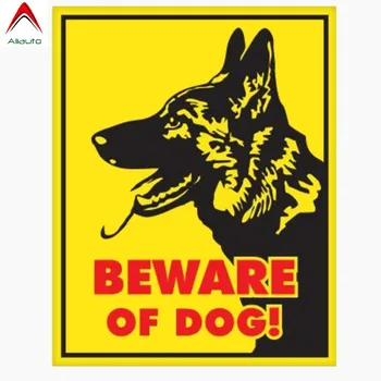 

Aliauto Personality Caution Car Sticker German Shepherd Beware of Dog Sign Automobile Window Anti-UV Decal Accessories,12cm*16cm
