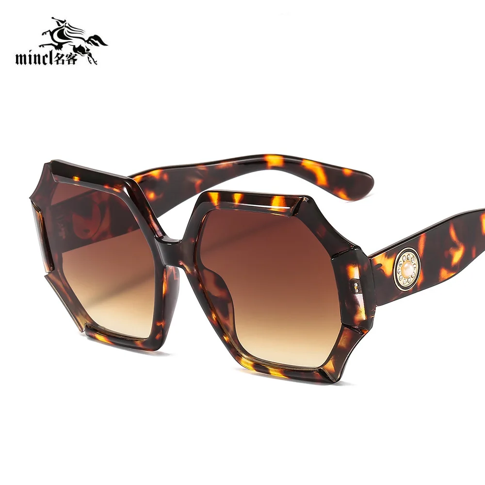 Новинка, солнцезащитные очки, анти-подзорные, супер негабаритные, нестандартные, для мужчин, винтажные, одна большая линза, солнцезащитные очки для женщин с коробкой NX - Цвет линз: leopard