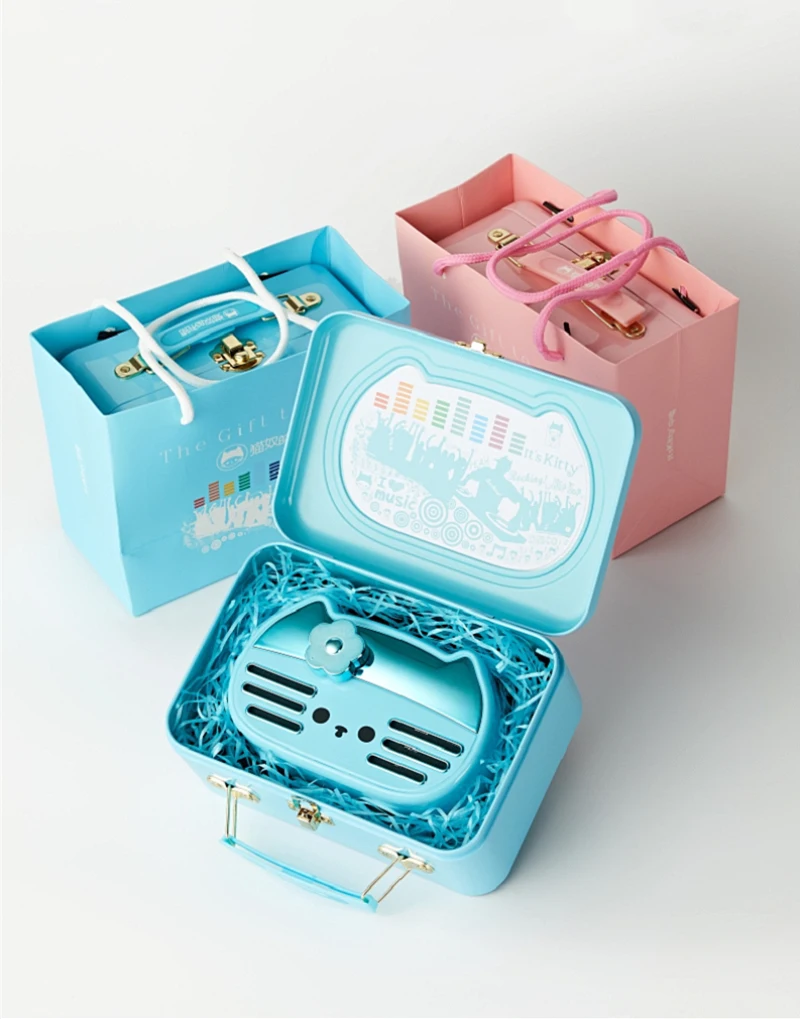 Японский hello kitty it's kitty беспроводной Bluetooth динамик розовый и синий освещение музыкальный плеер для девочки подарочная коробка