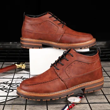 

2019 New Trend Men Casual Sneakers Comfortable Casual Adult Footwear Black Brown Men Leather Shoes Autumn Brand Flats Men Shoes