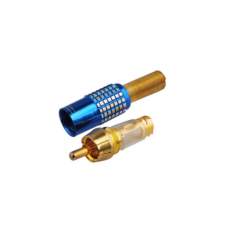 Superbat RCA Male Straight Crimp Blue Connector for the Cable 50-5