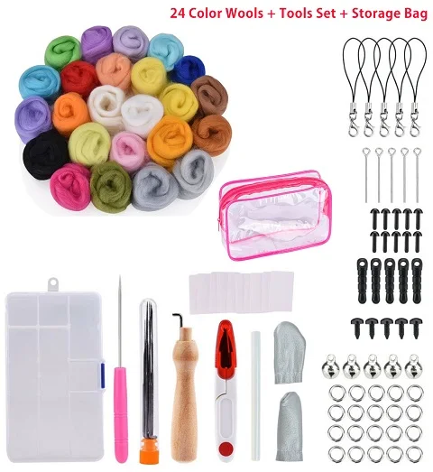 7/24/36/50 Colors Wool Felt Craft Kit Needle Felting Starter Fabric Yarn Roving DIY Spinning Sewing Mold Needlework Accessories - Цвет: A14
