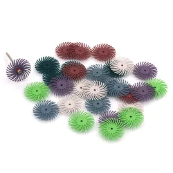 Kit de disques à poils radiaux, tête de polissage, brosse Abrasive, 3 tiges de 2.35Mm, roue de polissage pour les détails de l'outil de sculpture sur bois, 64 pièces 