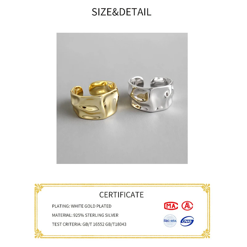Silver Ring Silver Rings Gold Plated Silver Ring 925 Sterling Silver Rings For Women trendy bump gold color fine Jewelry Beautiful Finger Open Ring For Party Birthday Gift