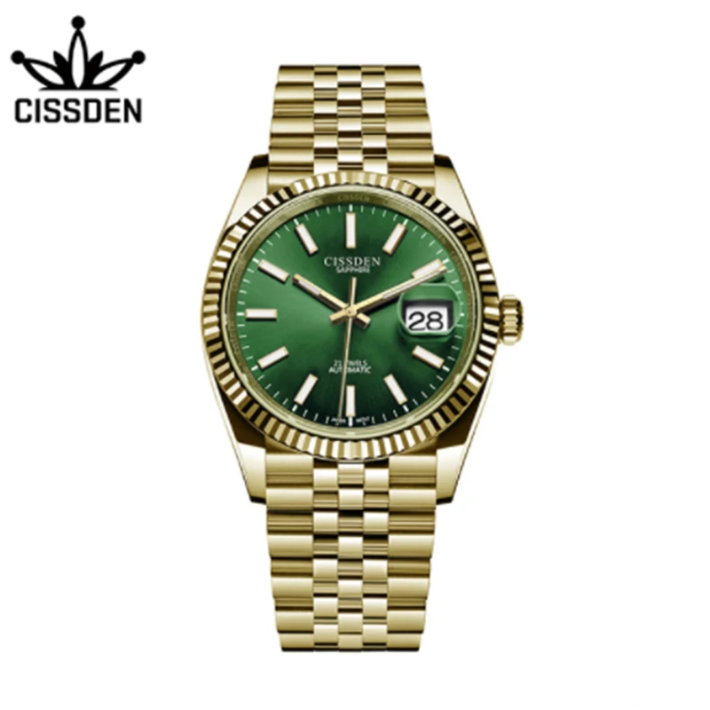 CISSDEN New Luxury Brand Sapphire Crystal NH35A Sports Mechanical Self-Winding Watch Men's Watch Stainless Steel 100M Waterproof 