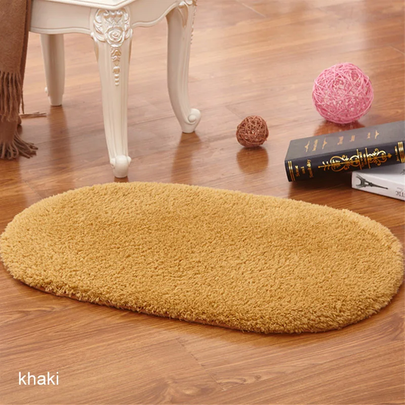 khaki 40x60 см овальной формы Противоскользящий коврик для ванной комнаты напольные коврики для дома комнаты коврик под дверь спальни пушистые мохнатые ворсистые коврики - Цвет: khaki