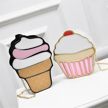 

Creative Ice Cream Shoulder Bag Women Zipper 15 Three-dimensional Bags Korean Version of The Chain Crossbody Female Cartoon Pu