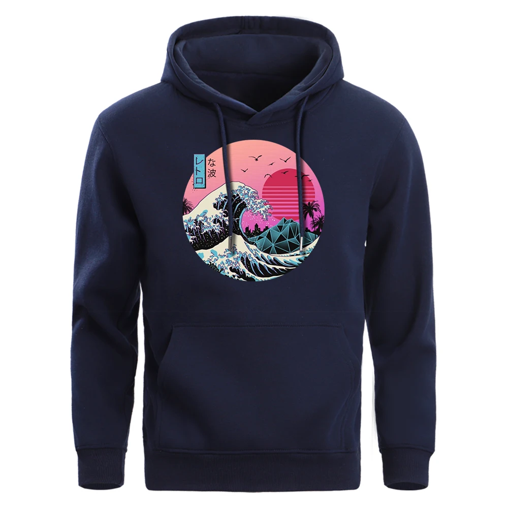 Vaporwave Hoodies Men The Great Retro Wave Japan Anime Aesthetic Sweatshirt Men'S Softwear Hoody 2019 Winter Fleece Pollover