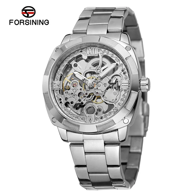 Watch Men Forsining Hollow Automatic Mechanical Watch Waterproof Leather Business Clock relogio montre homme horloges mannen 10X