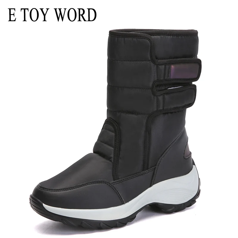 E TOY/лыжные ботинки с надписью; женские зимние ботинки на меху; зимняя обувь; женские модные водонепроницаемые ботинки на платформе; теплые плюшевые ботинки; размер 42
