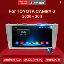 Junsun V1 Android 10 AI Voice Control DSP 4G autoradio navigazione multimediale GPS per Toyota Camry 6 40 50 2006-2011 no 2 din dvd