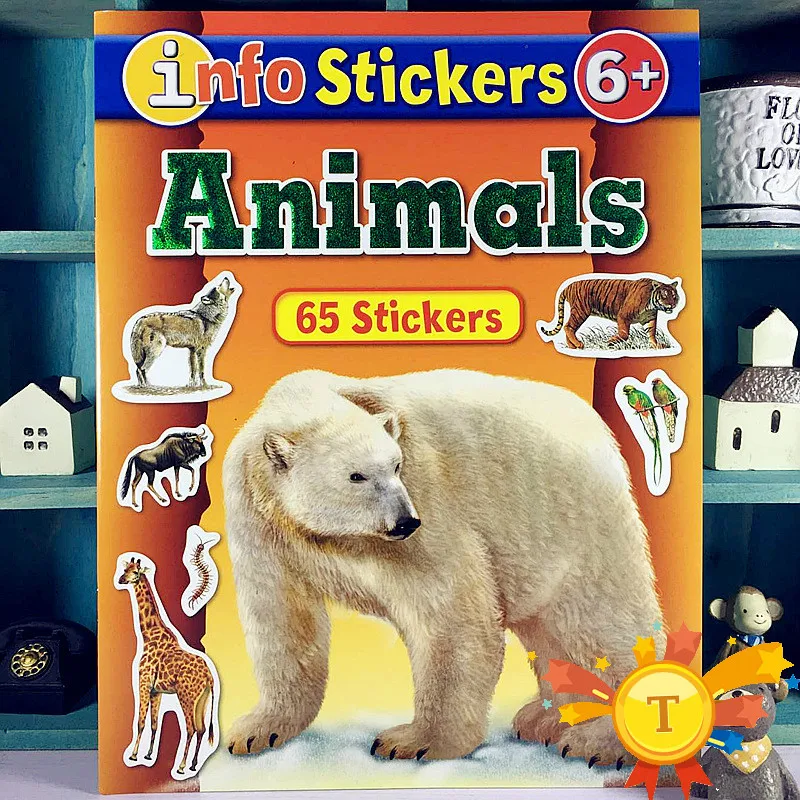 Animals3 Милые наклейки книги сцена Рисунок мультфильм стикеры для книг детские английские раскраски картинки книги с наклейками подарки на день рождения - Цвет: Animals3