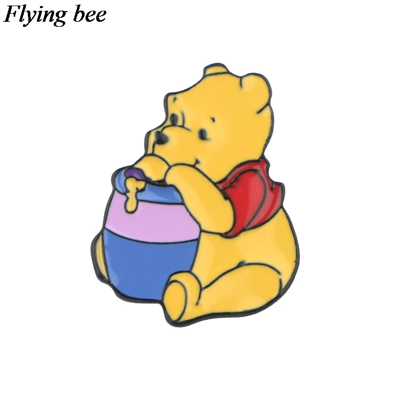 2 Flyingbee, креативные значки с медведем, Мультяшные металлические булавки для женщин и мужчин, булавка для рюкзака, индивидуальная детская булавка, очаровательные ювелирные изделия X0605 - Цвет: 2