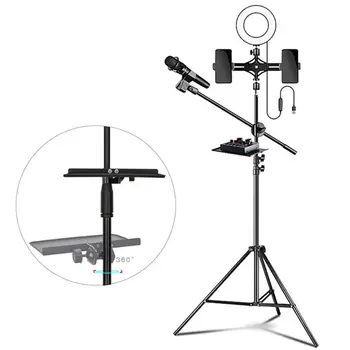

200x130MM Sound Card Tray Live Broadcast Microphone Rack Stand Phone Clip Holder