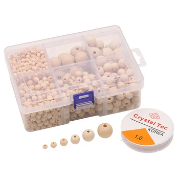 

1Set 3 Size Loose Bead Making Wooden DIY Round Natural Necklace Decor Bracelet Round Bead Natural Ball Accessories
