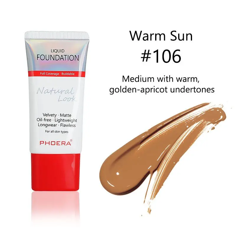 106 30ml 24 Hour Long Lasting Foundation Cream Mineral Touch Oil Control Skin-Friendly Liquid Foundation Full Coverage - Цвет: 106