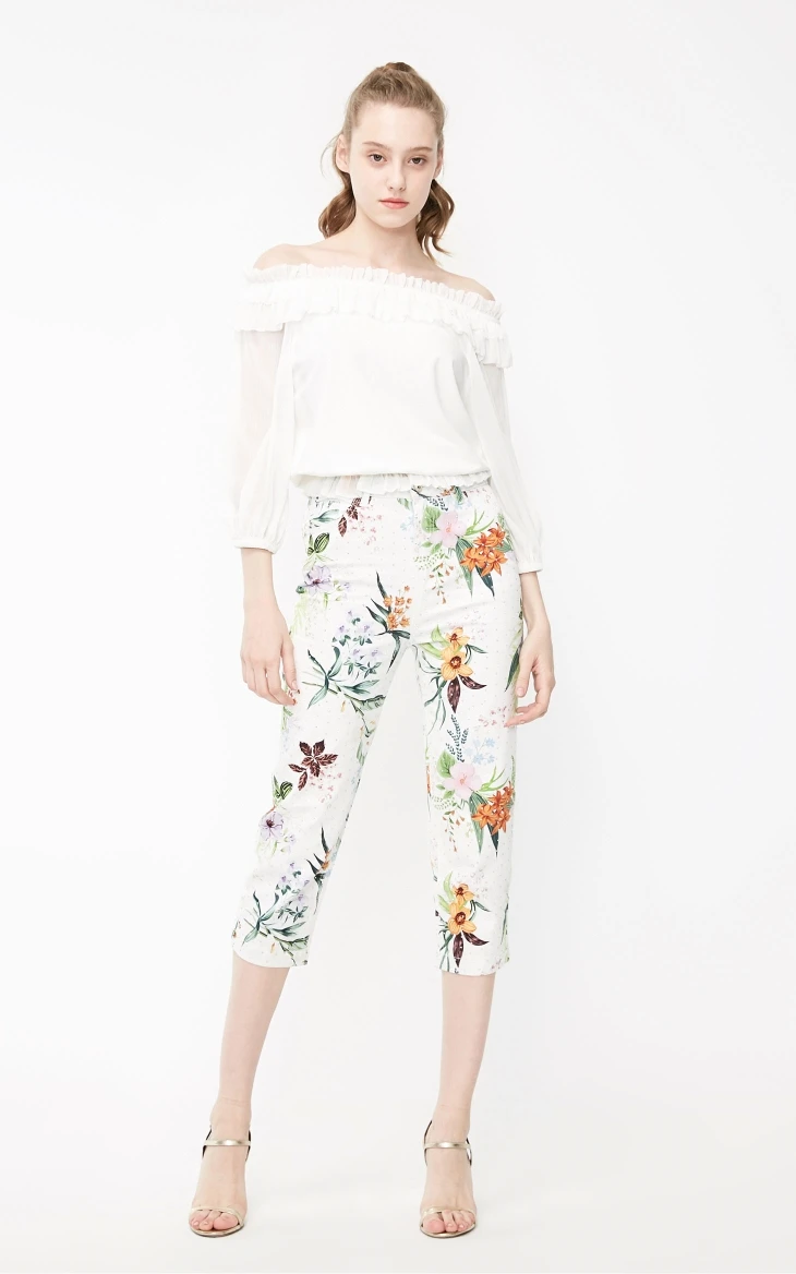 Vero Moda женские джинсы капри с высокой посадкой и растительным принтом Стразы | 31926I551