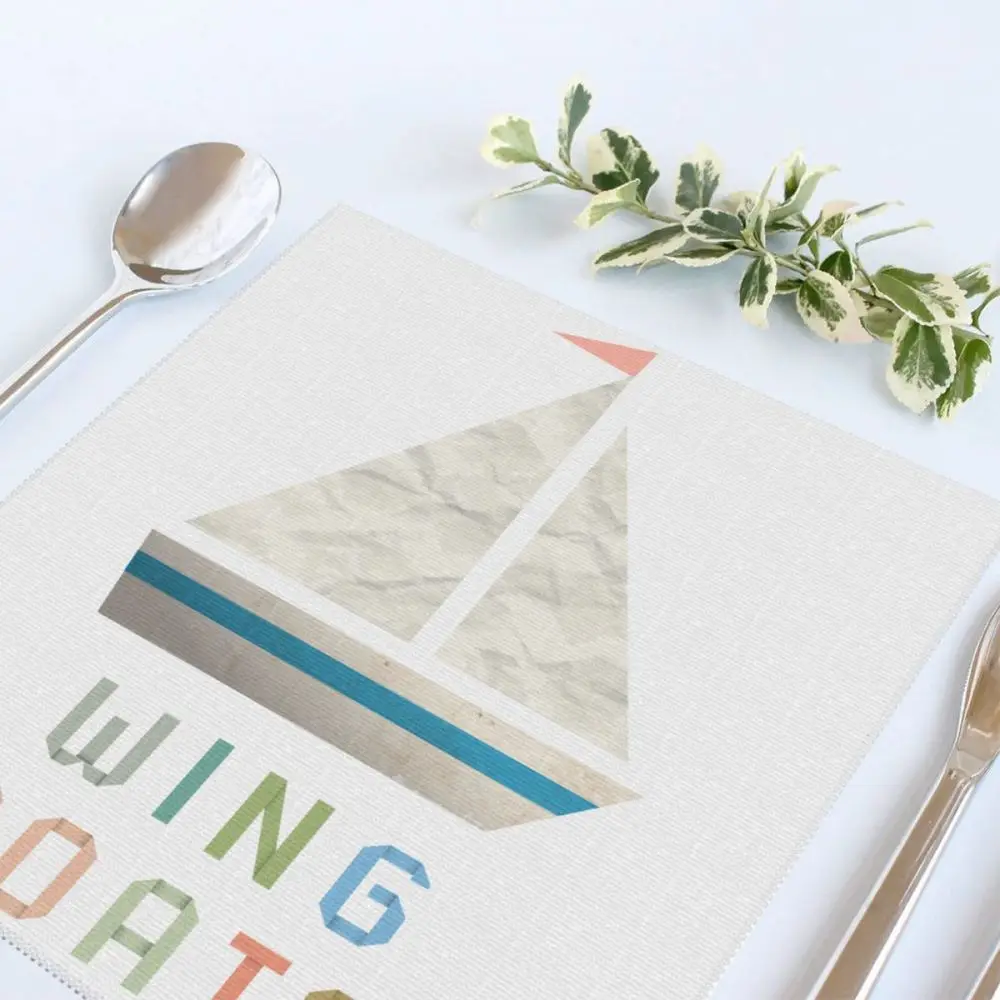 Placemat for dining table CoastersWing Boats Ships Coloful Nautical Polyster Cup Coffee Table Mats Kitchen 6pcs Home Decor