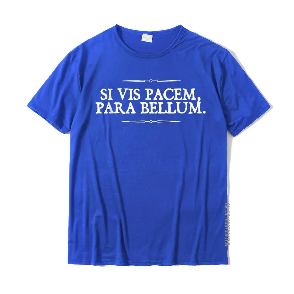 Men Fashion Casual Tops & Tees O Neck Father Day Pure Cotton Tshirts Unique Short Sleeve Comics Tee Shirts Top Quality Si vis Pacem Para Bellum If you want Peace Prepare for War__MZ19581 blue