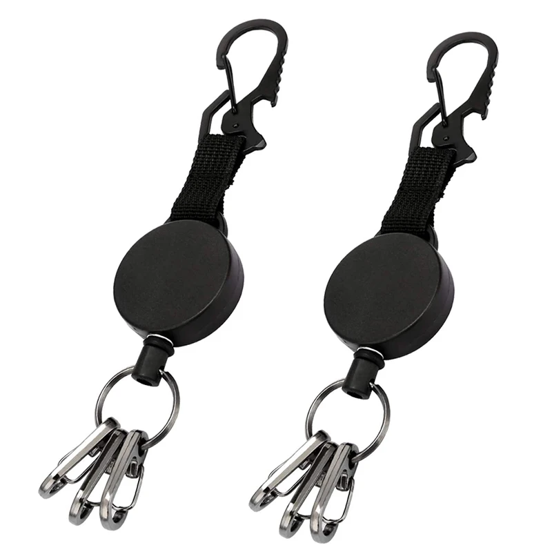 NEW Retractable Key Chain Badge Reel Key Holder Ring with Carabiner
