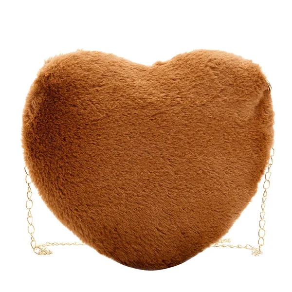 Brown Роскошная сумка через плечо Bolsa Feminina, Женская мини вечерняя сумка на цепочке, дизайн в форме сердца, меховой клатч на плечо, Желейная сумка - Цвет: Brown