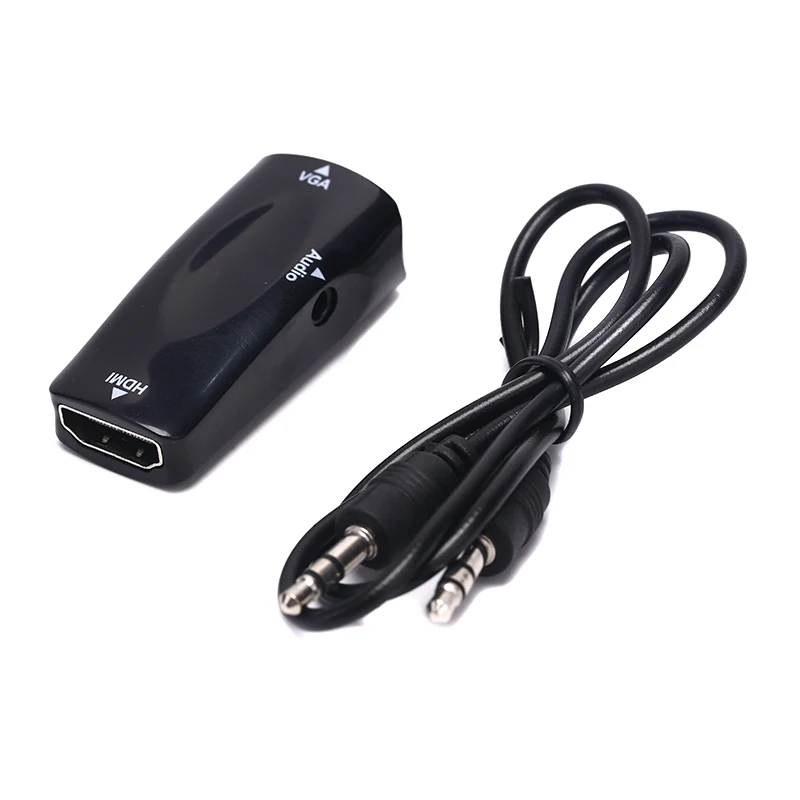 Белый черный HDMI Женский VGA конвертер адаптер 1080P с аудио кабелем для ПК ТВ
