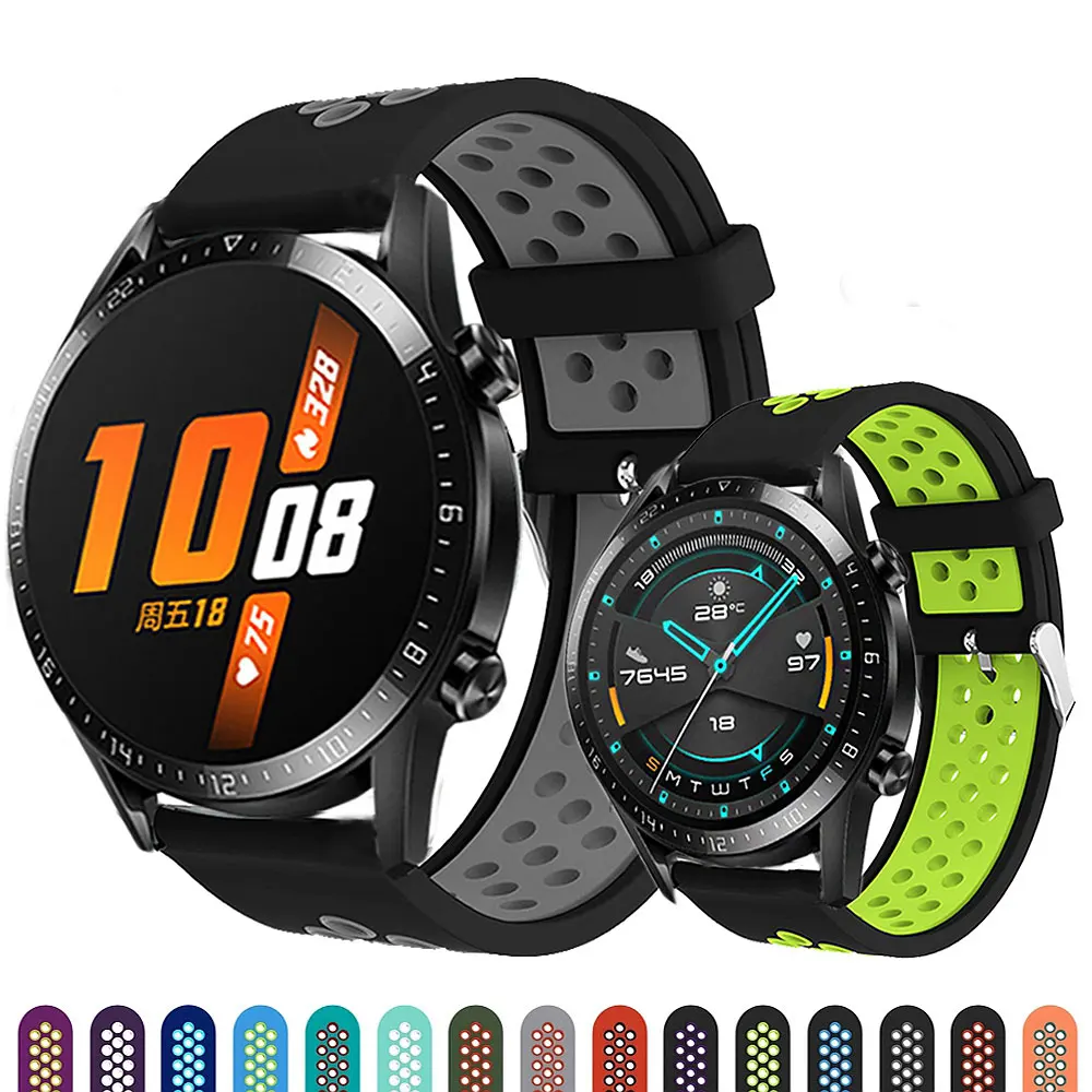 Ремешок силиконовый для Huawei Watch GT/GT2 46 мм браслет смарт-часов Honor Magic 2 TicWatch Pro 2020 22 |