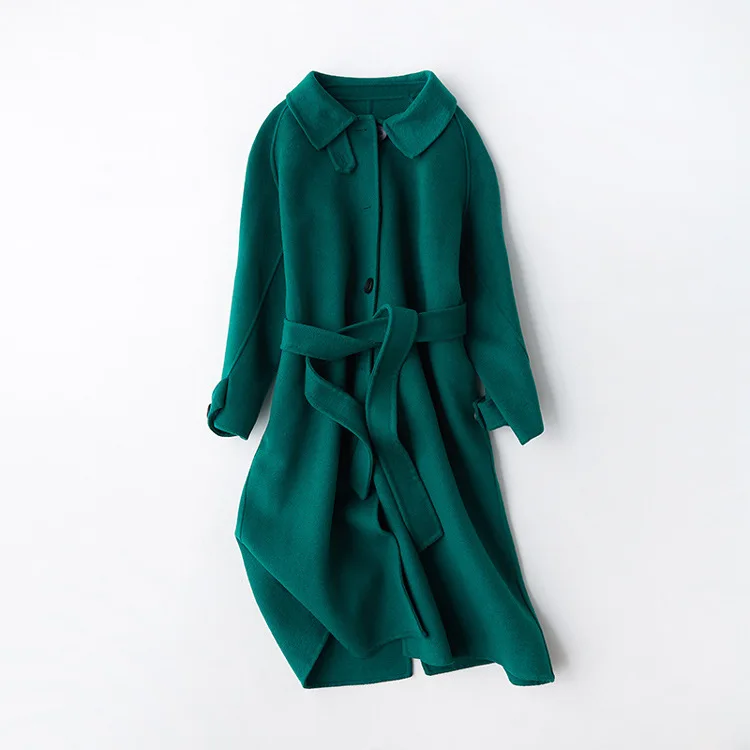 Новое модное кашемировое шерстяное Пальто однобортное однотонное теплое осеннее Женское пальто с отворотом высокое качество женские элегантные пальто