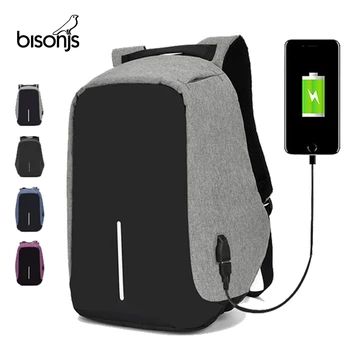 

BISONJS Anti-theft Backpack Bag 15.6 Inch Laptop Men Mochila Male Waterproof Back Pack Backbag Large Capacity School Backpack