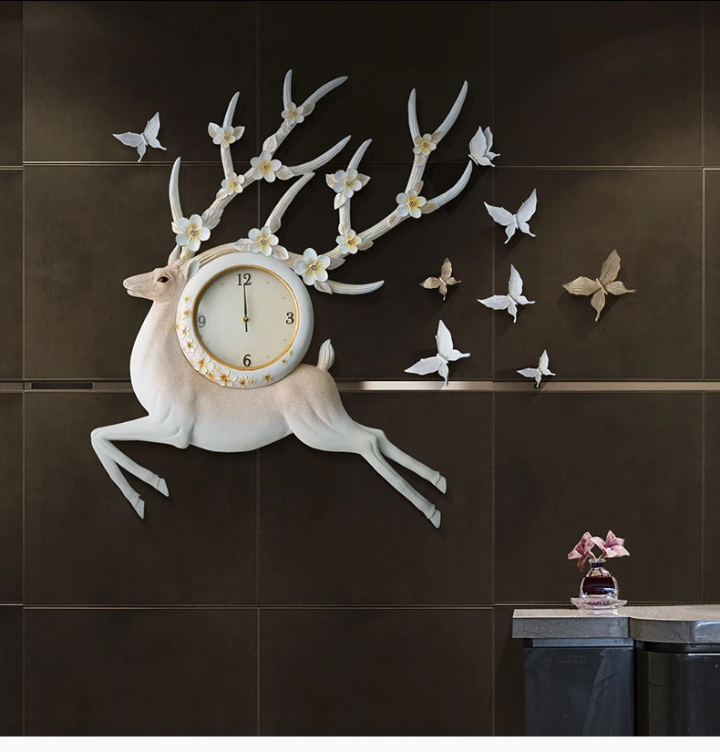 Модные креативные настенные часы американские с лосем рельефный настенный стол